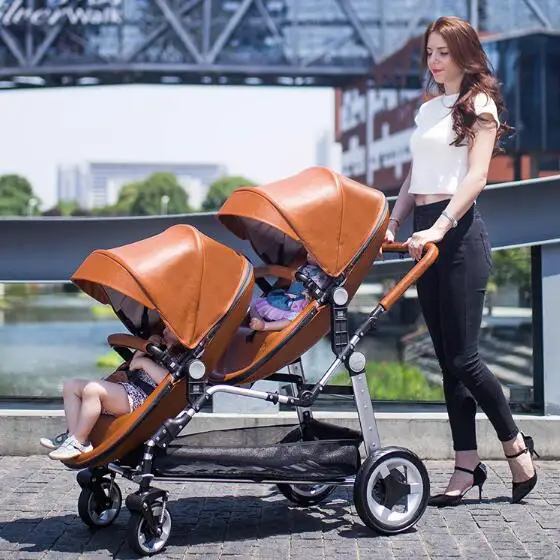 

Two-child Trolley Can Be Reclined and Seated before and after Folding Seat High-end Eggshells Twins High-view Stroller