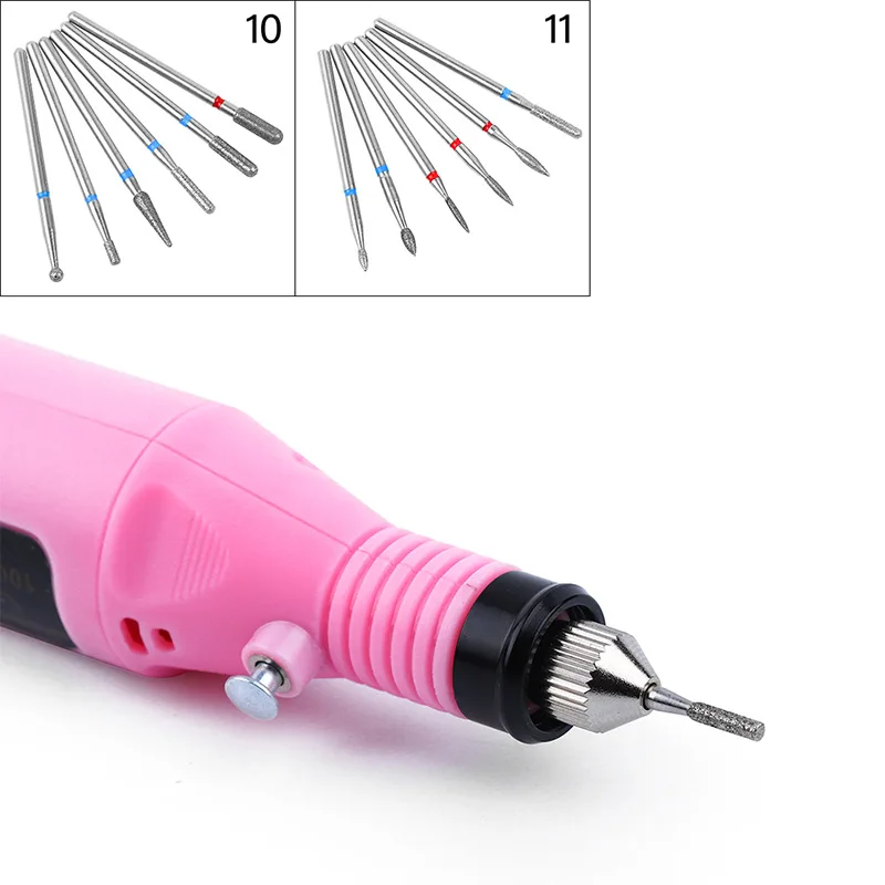  6pcs/set Diamond Nail Drill Milling Cutter Bits Rotary Burr Electric For Manicure Machine Cuticle N