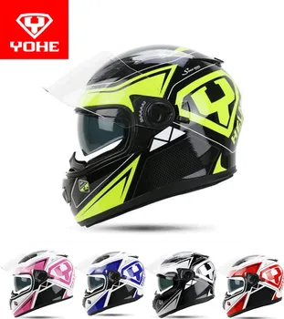 

2019 Summer New YOHE Full Face Motorcycle helmet YH-970 double len motorbike helmets made of ABS / PC lens with Racing color