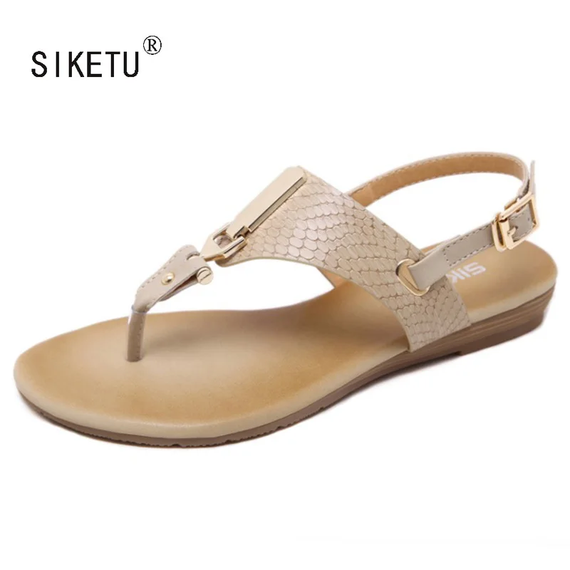 SIKETU Summer Women Sandals European Female Metal Buckle Shoes Sandals
