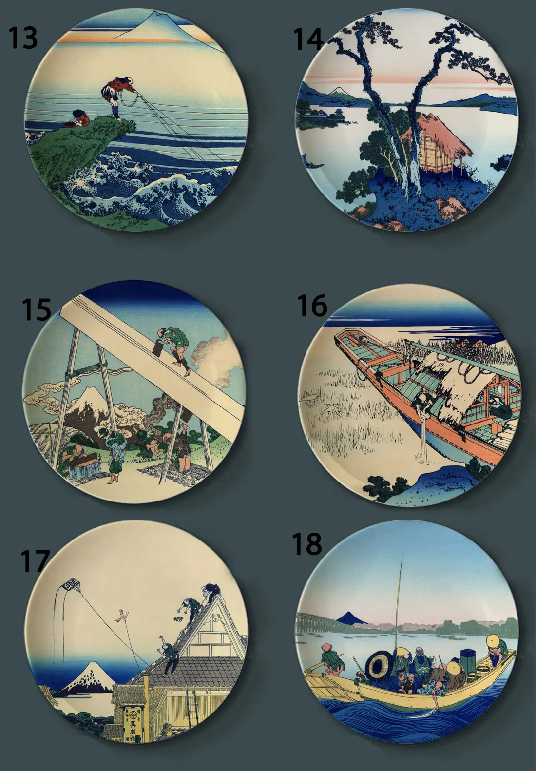 Декоративная тарелка Tomitake подвесная Hokusai японская керамическая настенная