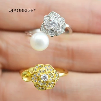 

QIAOBEIGE Ring Mounting, Adjustable size Open Rings diy pearl/ Coral/ Crystal/ Amber/ Agate/ Lucite/ Arcylic/ Gem Stone fitting