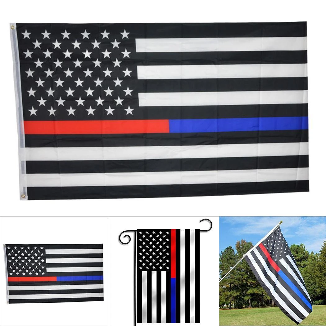 Black American Police Stars Stripes Sign Usa Banners Flag Square Blue Red Flags Banners Accessories Aliexpress
