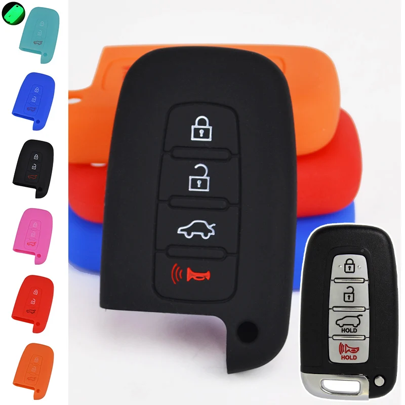 4 Button Fit For Kia Sportage Soul Sorento Forte Rio k5 Optima Hyundai Elantra Sonata Veloster Genesis Silicone Key Cover Case |