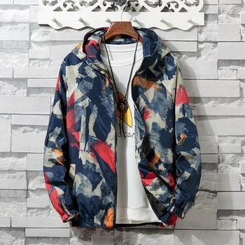 

2019 Spring Autumn Mens Casual Camouflage Hoodie Jacket Men Plus Size 3XL Waterproof Windbreaker Coat Male jaqueta masculina