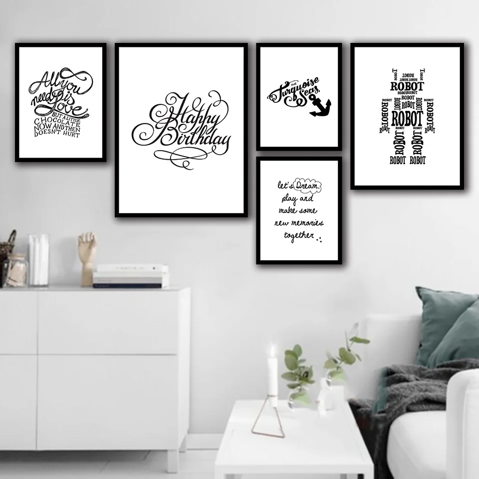 Robot Letters Wall Art Canvas Posters Wall Decor Canvas Prints Modern Minimalist Wall Pictures For Living Room Painting Calligraphy Aliexpress