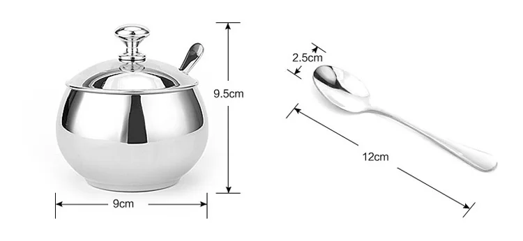 304 из нержавеющей стали, дешевая цена, Комплект кухонных инструментов контейнер для приправы Творческий банка для специй с ложкой