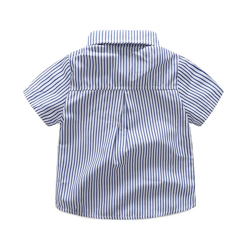 Летняя одежда для маленьких мальчиков Повседневная рубашка в полоску топы+ шорты Детский Костюм Джентльмена из 2 предметов одежда для малышей Комплект детской одежды