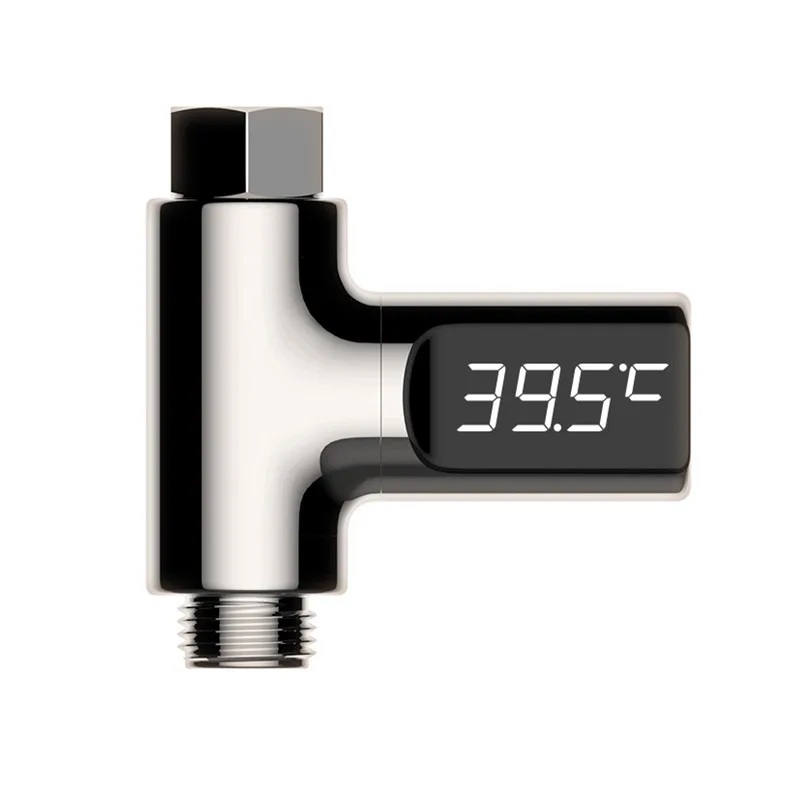

ALLSOME LED Display Water Shower Thermometer Home Baby Shower Meter Flow Self-Generating Electricity Bath Meter Monitor Baby