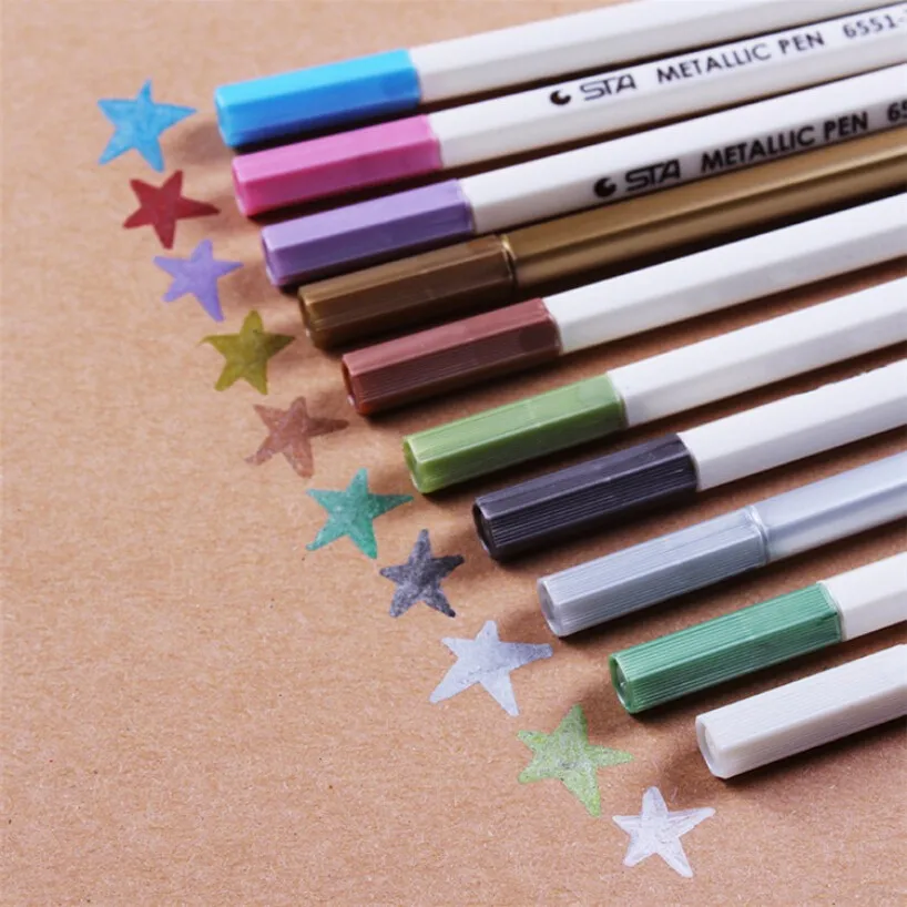 10 цветов цветной водяной мелок ручка акварель гелевая ручка для черной ручка-маркер для доски DIY Свадьба День рождения фотоальбом скрапбукинг E