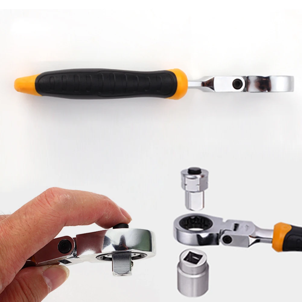Adjustable Ratchet Wrench 1//4/" 3//8/" 1//2/" Socket Adapter Spanner Auto Repair Tool