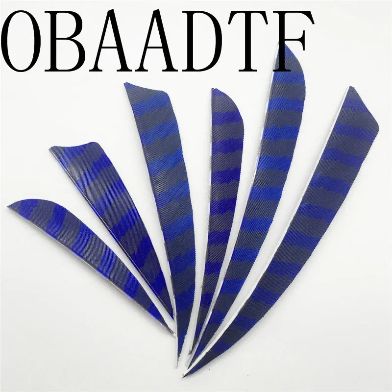 

100pcs 3" 4" 5" Water Drop Shield Cut Shape Striped Blue Archery Hunting Archery Bow Vanes Arrow Feather Fletches