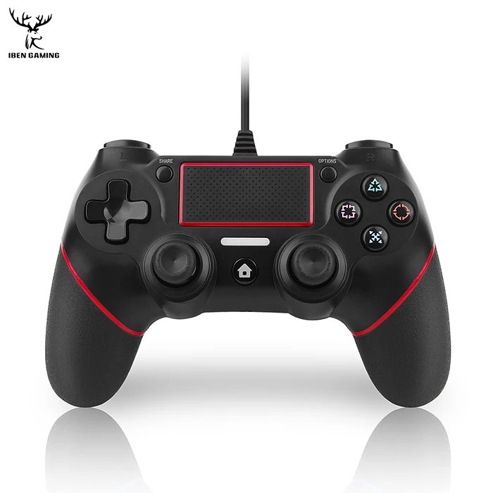 IBen USB проводной игровой контроллер геймпад джойстик для PS4/PC Playstation 4 DualShock вибрационная консоль - Цвет: Red black