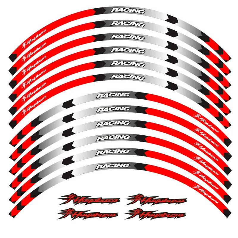 Новинка, высокое качество, 12 шт., подходит для мотоцикла, наклейка для колес, в полоску, светоотражающий обод для Suzuki Hayabusa