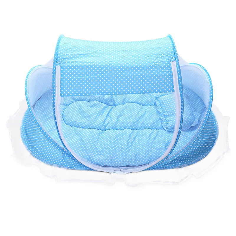

Baby Cribs 4PCS Portable Type Comfortable Babies Sealed Mosquito Net Mattress Pillow Mesh Bag Music Accessory Kids Bedding Set