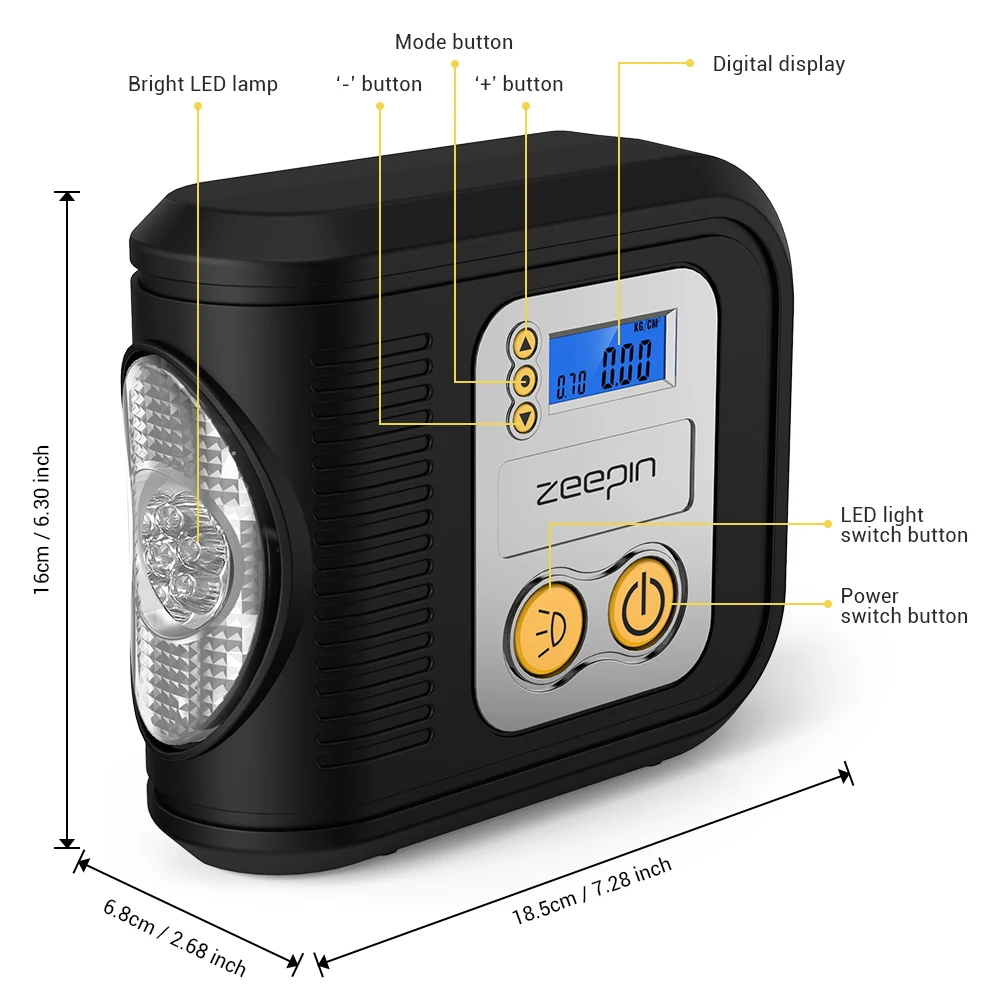  DC 12V Car Air Compressor Auto Tire Inflatable Pump 150psi 120W Inflator with Tyre Pressure Gauge 3