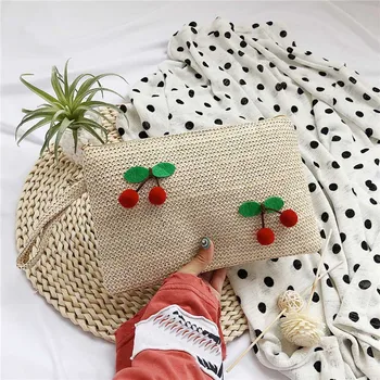 

Ladies Bags Fashion Cherry Straw Versatile Clutch Envelope Mobile Phone taschen women bolsa masculina sac femme borse da donna