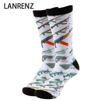 

2020 submachine gun printing Men and women fashion Funny socks 3d printed socks 200 knitting oil painting compression socks