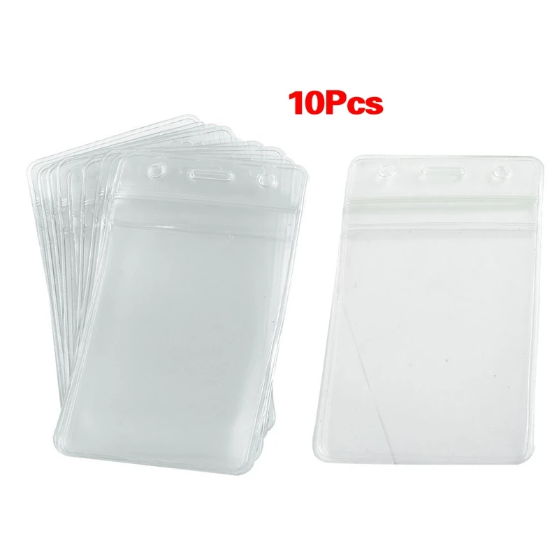 

10 Pcs Soft Plastic Vertical Business ID Card Badge Holders
