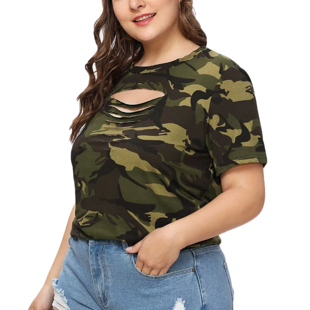 Women Summer Tops 2018 New Arrival Fashion Ladies Camouflage Casual O