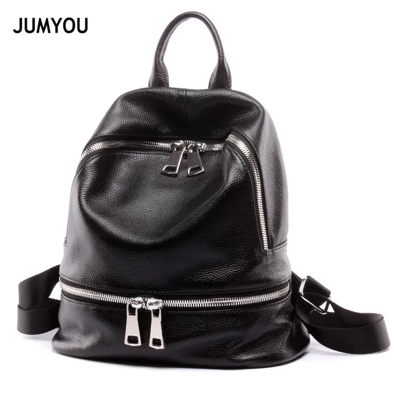 

Backpacks For Women Genuine Leather Black Soft Casual Fashion Real Leather Backpacks For Female Travel Backpacks Bags For Girls