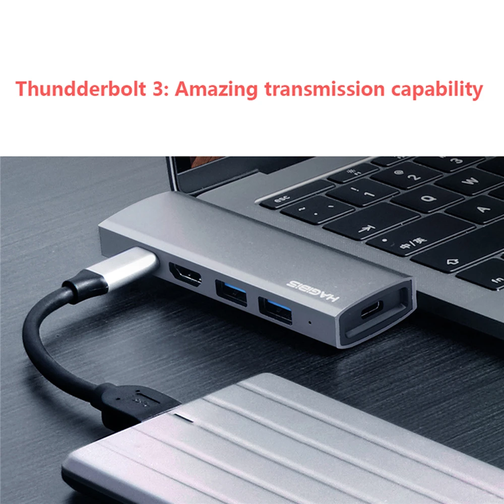 Dual Type C Hub USB 4K HDMI Adapter Thunderbolt 3