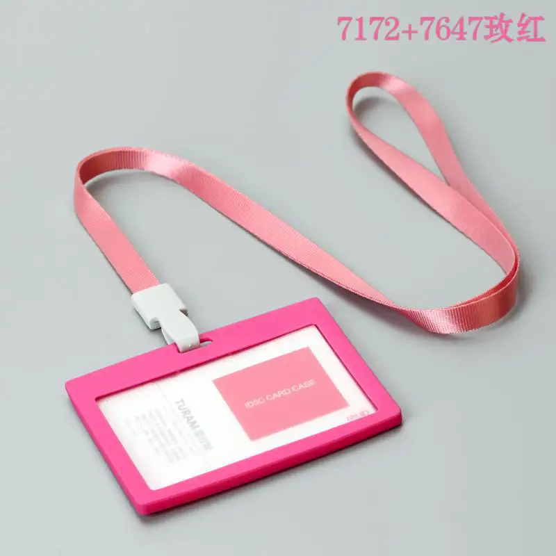 Яркие цвета, чехол для ID карты, бизнес-держатель для карт, значок для сотрудников с 7647 ленточками, товары компании(стандартный размер 86*54 мм - Цвет: pink horizontal