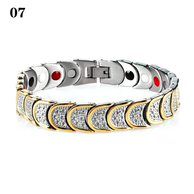 Black Titanium Steel Bracelet Stretch Bangle Healing Beads For