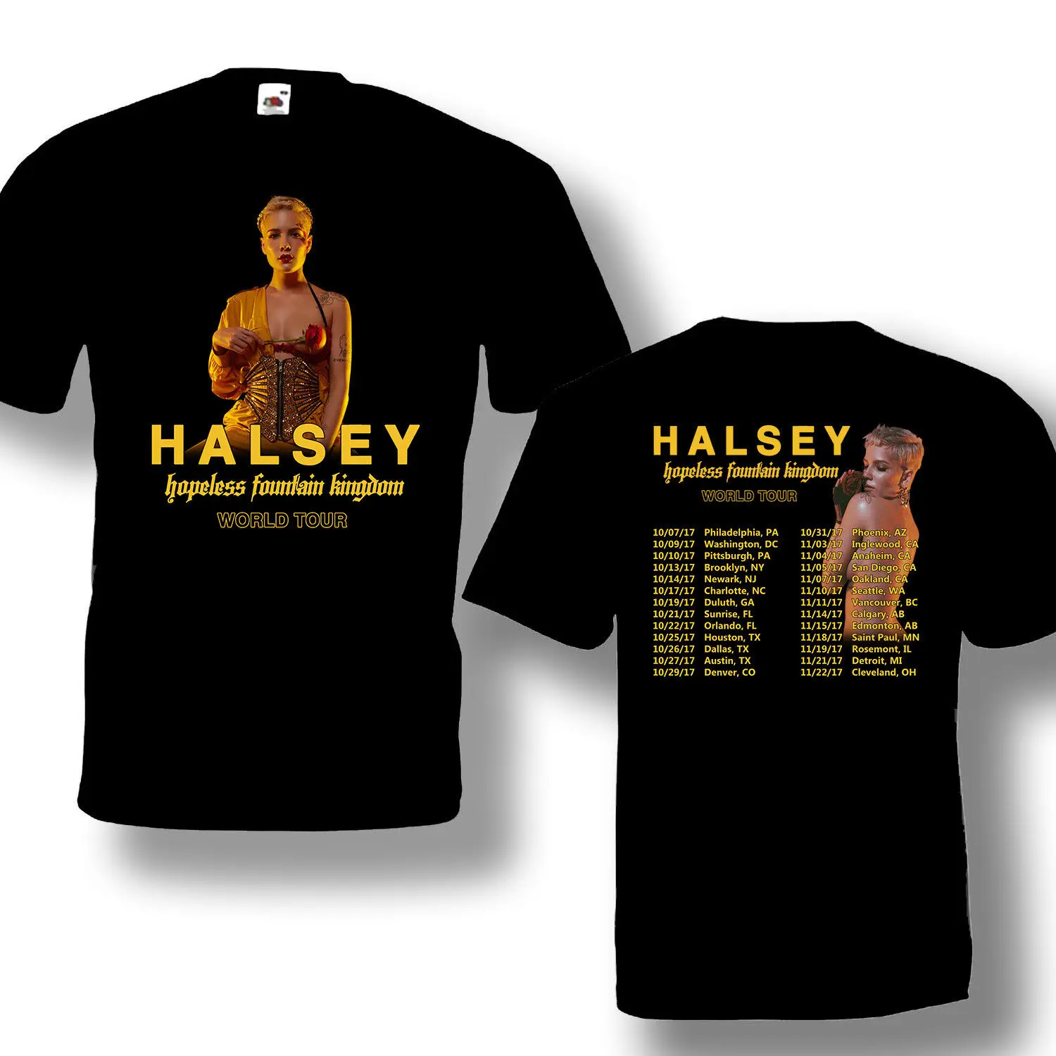 Halsey Tour 2017 Tshirt With Tour Date Black Color Short
