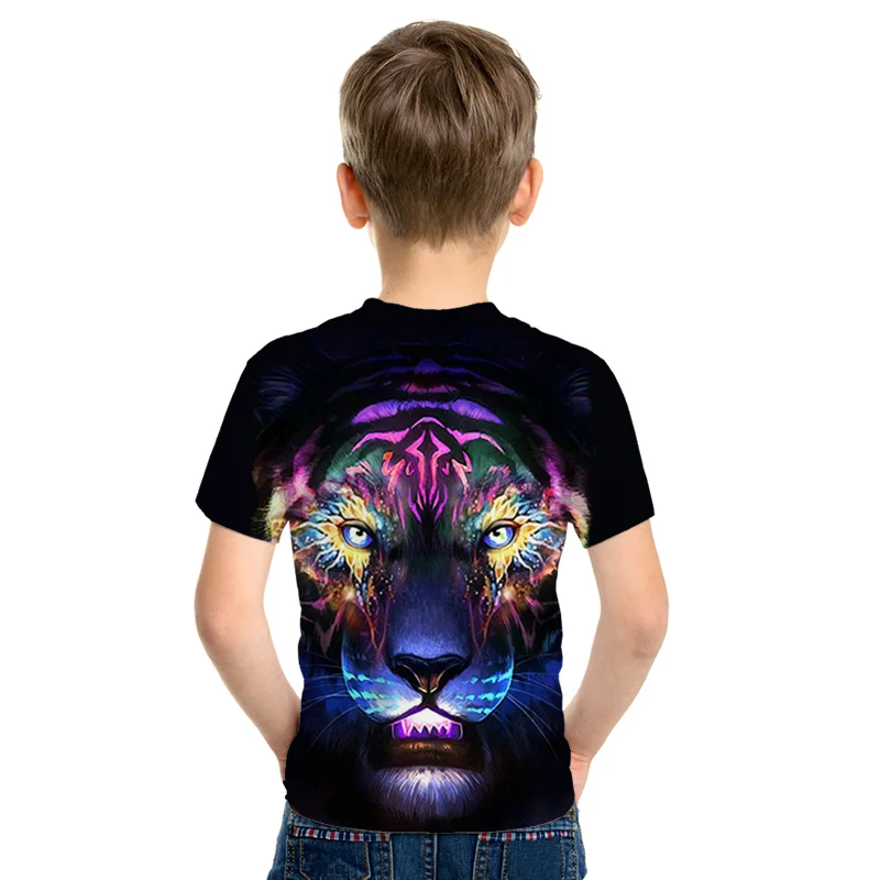 Новинка года, футболка с 3D принтом «Король льва» Футболка с принтом «Лев» для мальчиков и девочек детская летняя крутая Мягкая футболка с аниме для родителей и детей