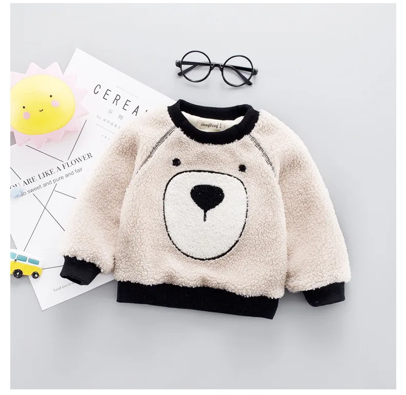 Baby Sweater Girl Boy Autumn Winter Wear Warm Cartoon Sweaters Children Thick Casual Velvet Costume Kids Clothes Suit