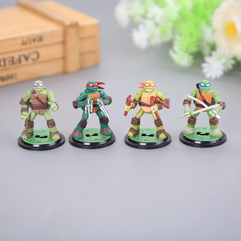 

4 pcs Turtle Action Figure Doll Toy Super Warrior Turtle and Mouse Teacher Turban Turtle Mini Figurine Deco for Home/Party set