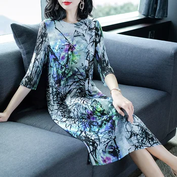 

Women New Autumn Lady Loose Print Loose Tidal Dress