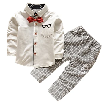 

Autumn Winter Christmas Gown Baby Boys Party Clothes Suit Children's Set Single-Breasted Tops+Trousers boutique kids clothing