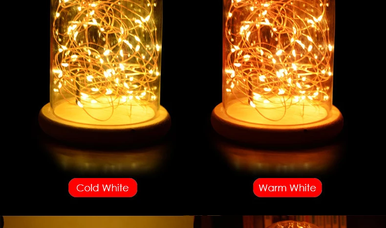 Romantic LED Night Light Copper Wire Lights USB Charging Firework Glass Table Lamp Led String Night Light (8)