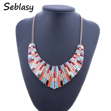 Seblasy Необычные эмалированный нагрудник, массивные ожерелья, золотого цвета, секционный сплав, граффити, пианино, колье, ожерелья и подвески для женщин, Bijoux