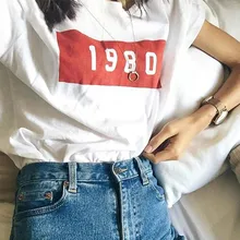 1980 Verano de manga corta para Mujer Camiseta de gran tamaño Digital Year1981-2018 Casual Vintage Harajuku camisetas Camiseta Mujer Kawaii