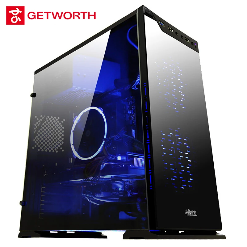  GETWORTH R32 Gamer Xtreme Gaming Desktop PC I5 7400 RX580 8G RAM 1TB HDD WIFI Win10 Home Cool CPU C