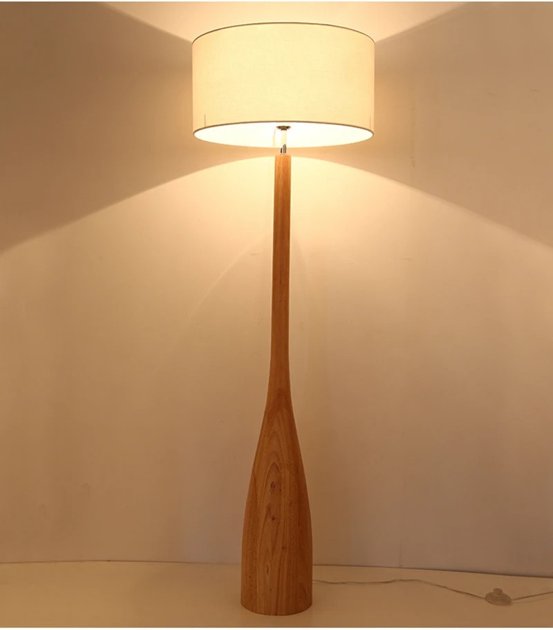 Простой скандинавский напольный светильник с деревянными ножками, тканевый абажур, японский E27 Теплый напольный светильник для гостиной, спальни, ресторана, деревянный Настольный светильник
