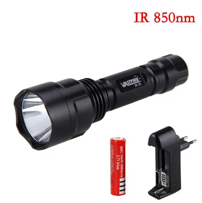 Lanterna à Prova Infravermelho para Visão Dispositivo + 18650 + Carregador + Interruptor + Rifle Night Vision d' Água Luz Led Noturna Gun Mount 5w ir 850nm 5 prova d' água Luz LED Infravermelho para