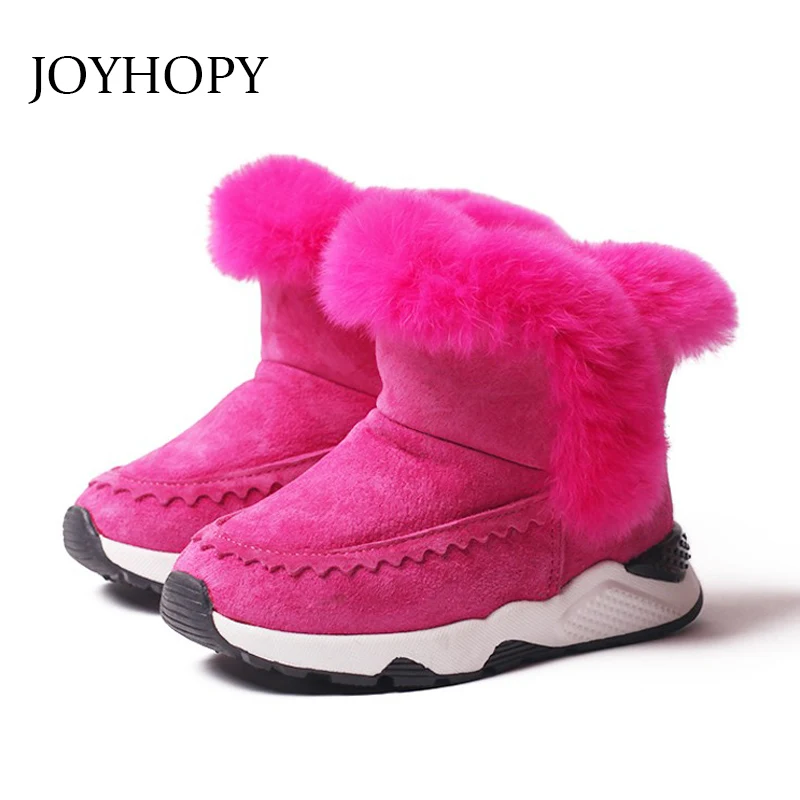 

Children Snow Boots Baby Girls Shoes Warm Winter Genuine Leather Plush Kids Snow Shoes Non-slip Children Boots
