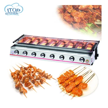 

8-burners BBQ Grill LPG Gas Barbecue Stainless Steel Glass Shield Barbeceu Grill For Outdoor Painting Stove Commercial Party Use