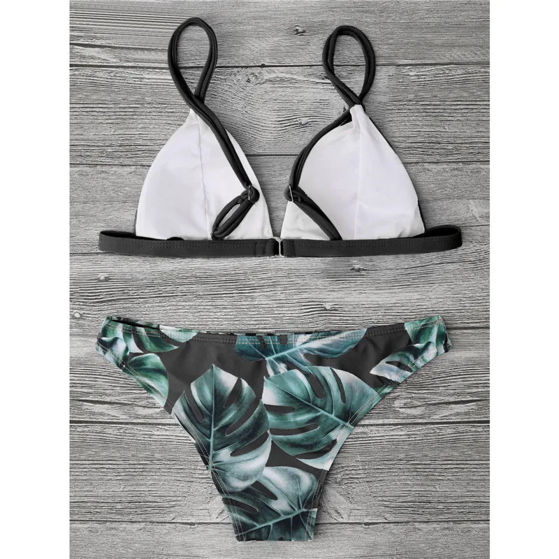 Необычный летний женский цветочный пляжный комплект бикини с принтом, бандаж, одежда для плавания, купальник, сексуальный бразильский купальник, женский пляжный бикини, 2 шт