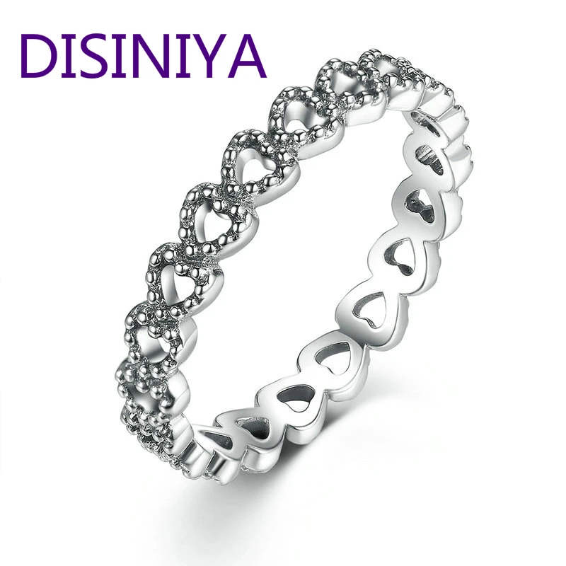

DISINIYA Romantic Silver Color Heart to Heart Ring AAA Zirconia Cheap Rings for Women Wedding Jewelry Dropship PA7218
