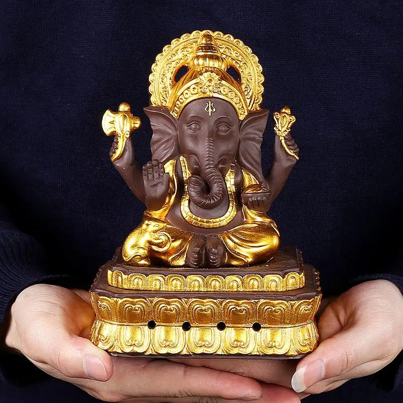 Ganesha задняя курильница с дымом водопад аромаспираль держатель керамический индийский золотой слон курильница креативный домашний декор