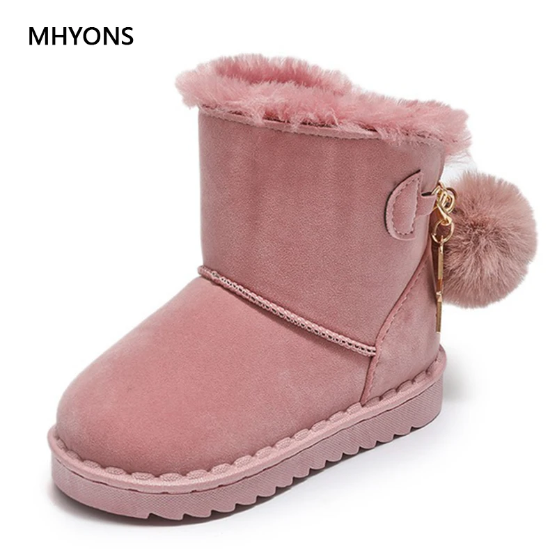 

MHYONS 2018 Winter Plush Baby Girls Snow Boots Warm Shoes Pu Leather Kids Boots Outdoor Princess Boots Girls Hanging Chain Shoes