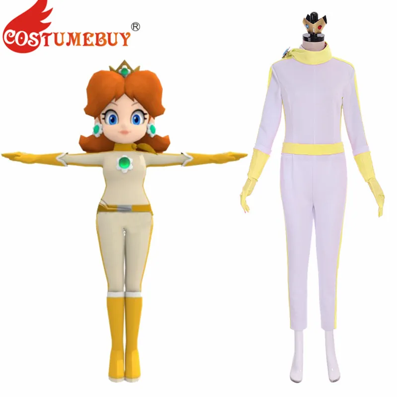 Costumebuy Mario Kart 8 принцесса Маргаритка BikeSuit Косплей Костюм женский комбинезон леди Хэллоуин наряды изготовленные на заказ костюмы