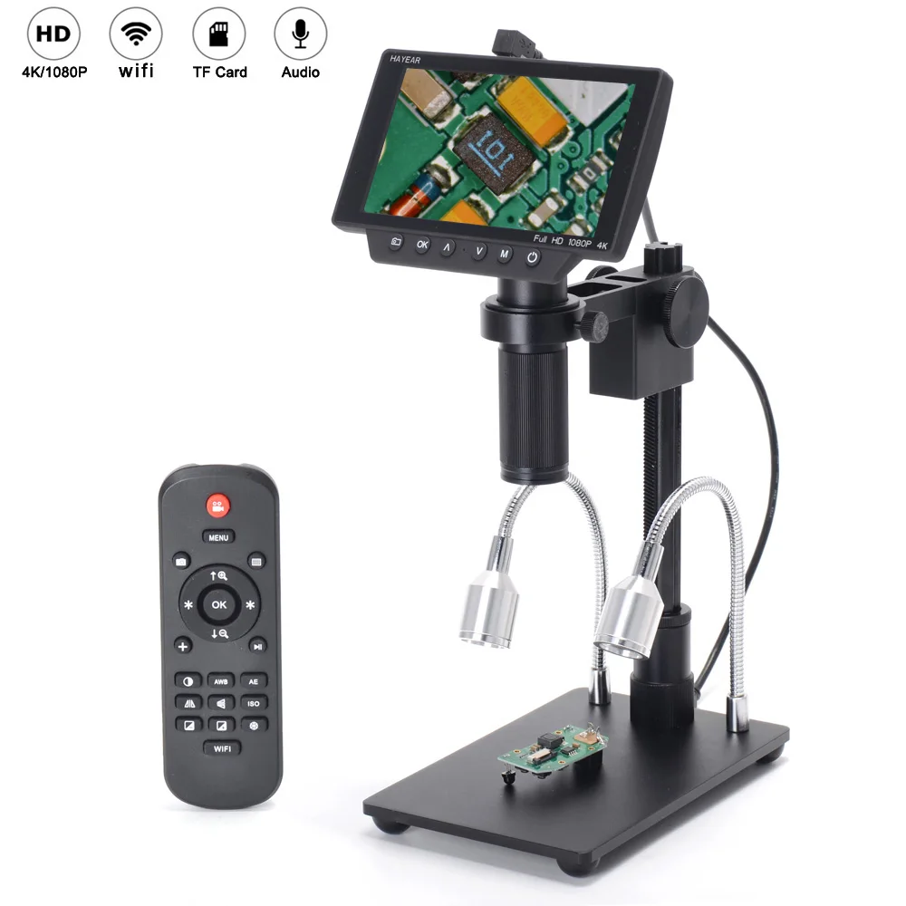 Цифровой микроскоп 5 дюймов 16 МП 4K 1080P 60fps USB Wi Fi объектив 150X C mount 1/2.3 датчик