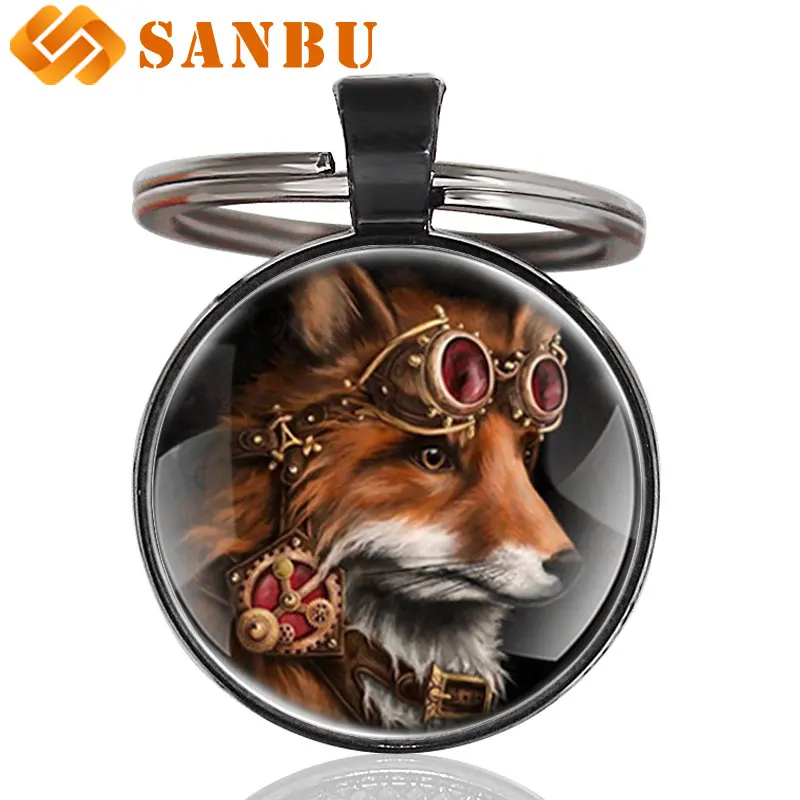 

Fashion Steampunk Fox Key Chain Charm Men Women Punk Pendant Key Ring