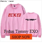 Frdun Tommy EXO простой печати толстовки с капюшоном на молнии парки утепленная одежда повседневное для женщин/для мужчин Мода 2018 Новое поступлен